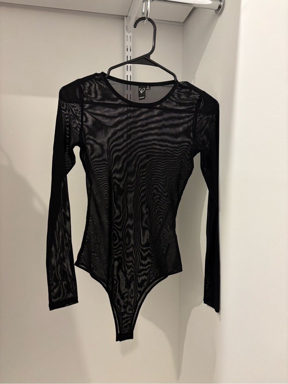 Sheer Long-Sleeve Black Bodysuit